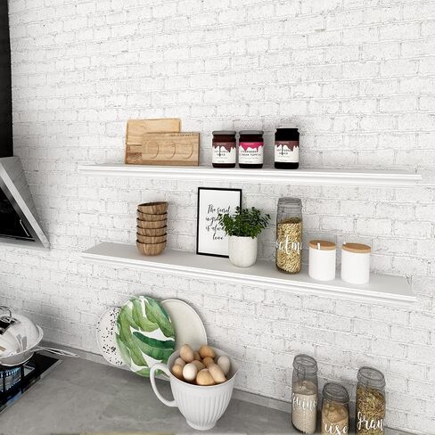 أرفف عائمة عميقة مقاس 8 بوصات من WELLAND تُثبت على الحائط (أبيض، 48 بوصة) in Kuwait