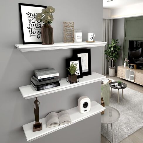 أرفف عائمة عميقة مقاس 8 بوصات من WELLAND تُثبت على الحائط (أبيض، 48 بوصة) in Kuwait