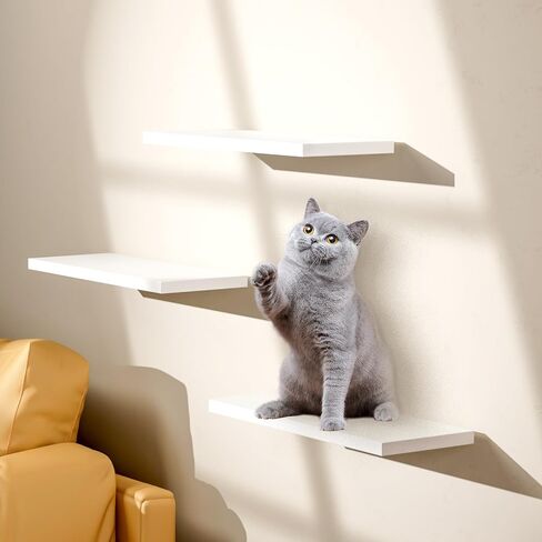 YIGANG Wall Mounted Floating Shelves，Set of 3 White Floating Display Shelf Home Bedroom Decor Shelf with No Visible Install Screws,White. in Saudi Arabia