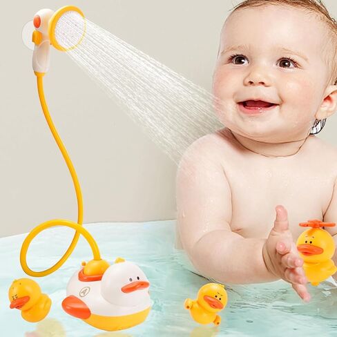 Hiitytin Baby Bath Shower Head Sprayer, Duck Toy Spraying Water for Toddlers 1-3, Duck Design Electric Water Spray Bathtub Toy, Babies Pool Gift for 18M+ Kid 1 2 3 4 Year Old Kid Boy Girl in Kuwait