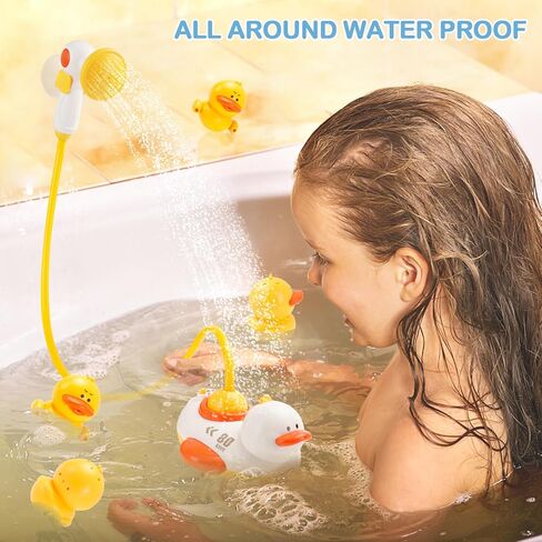 Hiitytin Baby Bath Shower Head Sprayer, Duck Toy Spraying Water for Toddlers 1-3, Duck Design Electric Water Spray Bathtub Toy, Babies Pool Gift for 18M+ Kid 1 2 3 4 Year Old Kid Boy Girl in Kuwait