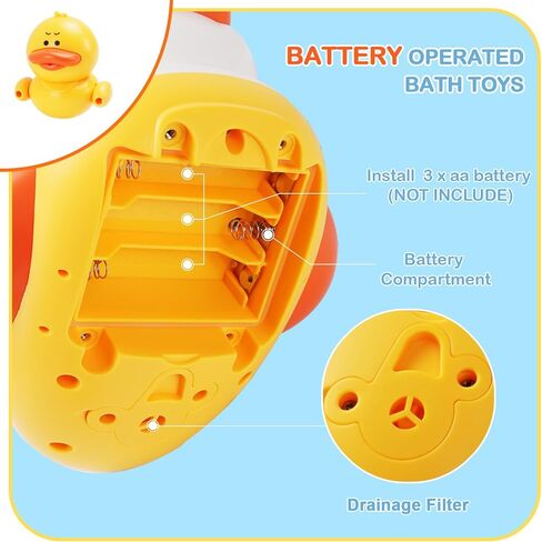 Hiitytin Baby Bath Shower Head Sprayer, Duck Toy Spraying Water for Toddlers 1-3, Duck Design Electric Water Spray Bathtub Toy, Babies Pool Gift for 18M+ Kid 1 2 3 4 Year Old Kid Boy Girl in Kuwait