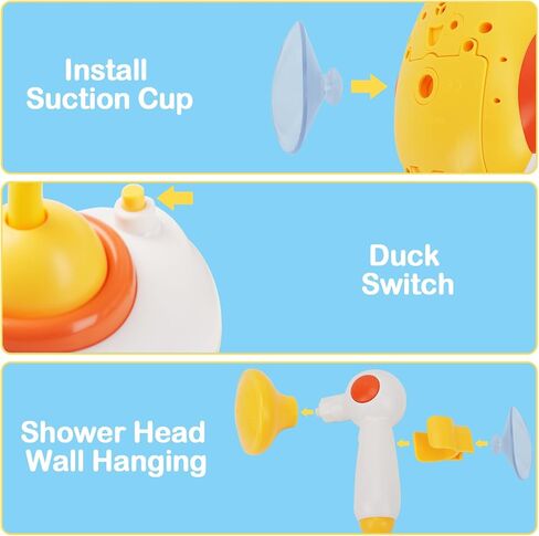 Hiitytin Baby Bath Shower Head Sprayer, Duck Toy Spraying Water for Toddlers 1-3, Duck Design Electric Water Spray Bathtub Toy, Babies Pool Gift for 18M+ Kid 1 2 3 4 Year Old Kid Boy Girl in Kuwait