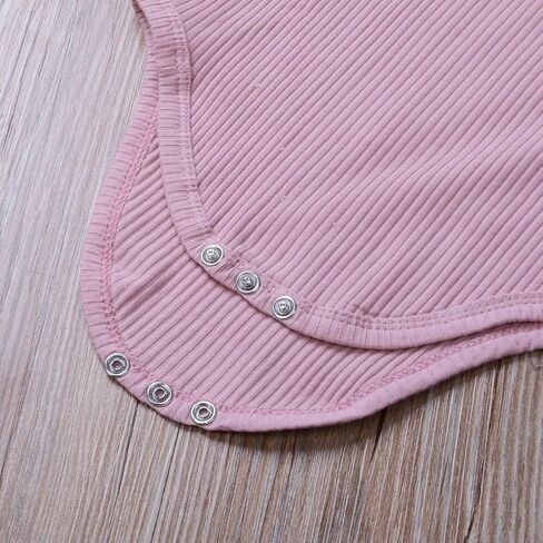 bebiullo Baby Girl Ribbed Long Sleeves Bodysuit Cotton Ruffle Rib Romper Jumpsuit 0-24M in Saudi Arabia
