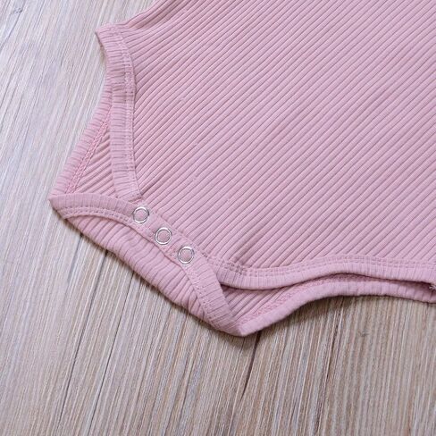 bebiullo Baby Girl Ribbed Long Sleeves Bodysuit Cotton Ruffle Rib Romper Jumpsuit 0-24M in Saudi Arabia