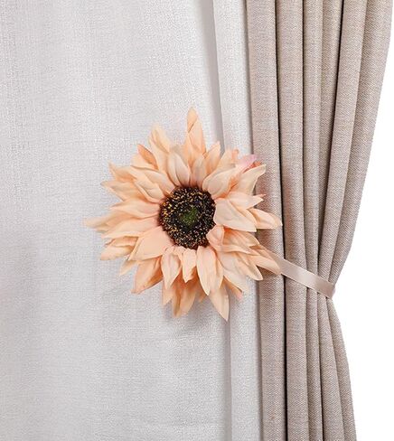 YYC زوج واحد من القماش عباد الشمس المغناطيسي رباط للستائر الزفاف مشبك ستائر حامل ديكور غرفة الفتاة (أزرق) in Kuwait