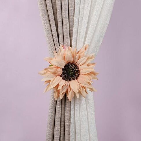 YYC زوج واحد من القماش عباد الشمس المغناطيسي رباط للستائر الزفاف مشبك ستائر حامل ديكور غرفة الفتاة (أزرق) in Kuwait