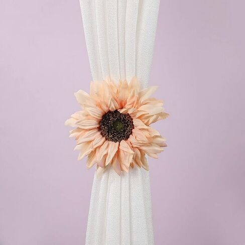 YYC زوج واحد من القماش عباد الشمس المغناطيسي رباط للستائر الزفاف مشبك ستائر حامل ديكور غرفة الفتاة (أزرق) in Kuwait