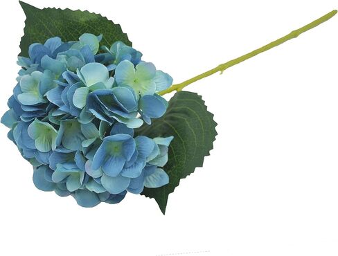 Artificial Fake Flowers Plants Silk Hydrangea 1 Flower Head Arrangements Wedding Bouquets Decorations Plastic Floral Table Centerpieces Home Kitchen Garden (Black Blue) in Kuwait