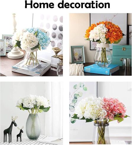 Artificial Fake Flowers Plants Silk Hydrangea 1 Flower Head Arrangements Wedding Bouquets Decorations Plastic Floral Table Centerpieces Home Kitchen Garden (Black Blue) in Kuwait