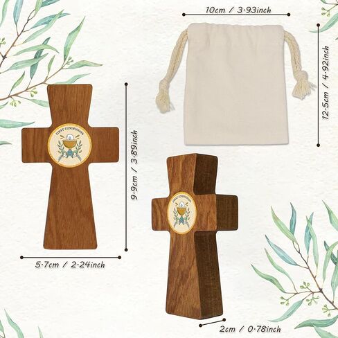 أمونيت تمسك يدها صلبان خشبية صغيرة مع حقيبة خيش جيب صغير يد صليب تحمل صليب العناية المسيحية هدية الكنيسة عيد الميلاد in Kuwait