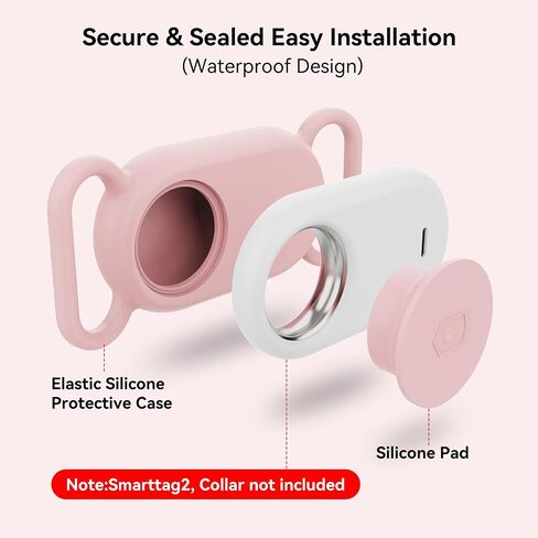 حامل طوق الكلب (عبوتان) لهاتف Galaxy Smarttag2، حافظة سيليكون مقاومة للماء للقطط الأليفة، ملحق غطاء واقٍ مقاوم للفقدان والخدش لهاتف Samsung Galaxy Smart tag2 (أسود) in Kuwait