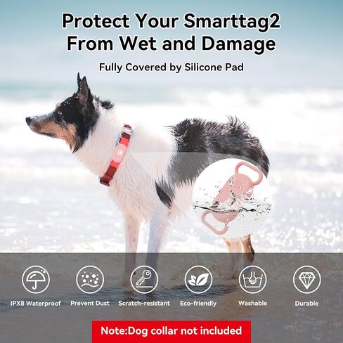 حامل طوق الكلب (عبوتان) لهاتف Galaxy Smarttag2، حافظة سيليكون مقاومة للماء للقطط الأليفة، ملحق غطاء واقٍ مقاوم للفقدان والخدش لهاتف Samsung Galaxy Smart tag2 (أسود) in Kuwait