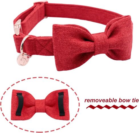 DOGWONG Cotton Dog Collar with Bow, Pink Pet Collar Durable Adjustable Puppy Collar for Small Medium Large Dogs in Saudi Arabia