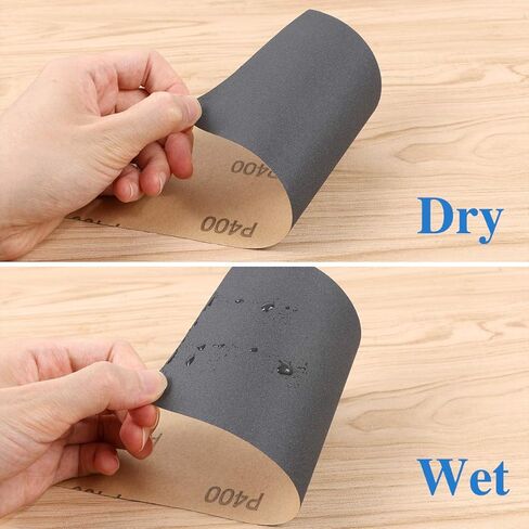 Harapu Abrasive Dry Wet Waterproof Sandpaper Sheets Assorted Grit of 400/600/ 800/1000/ 1200/1500 for Furniture, Hobbies and Home Improvement, 6 Sheets Total (9 x 3.7 Inch) in Kuwait