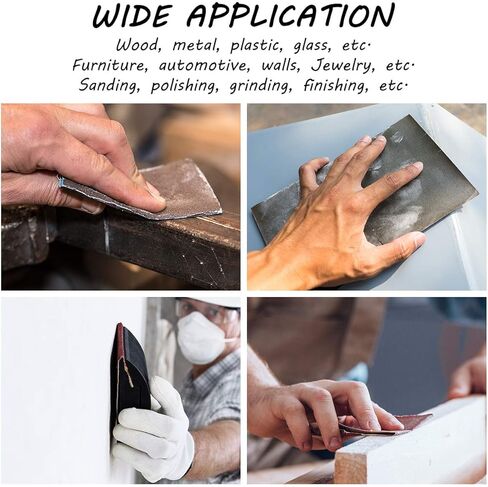 Harapu Abrasive Dry Wet Waterproof Sandpaper Sheets Assorted Grit of 400/600/ 800/1000/ 1200/1500 for Furniture, Hobbies and Home Improvement, 6 Sheets Total (9 x 3.7 Inch) in Kuwait