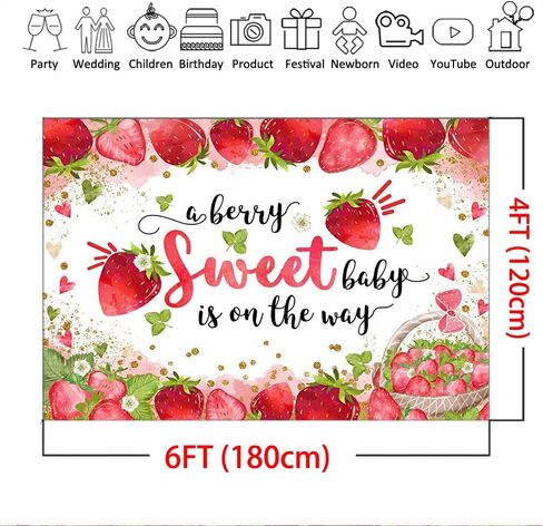 mocsicka الفراولة الطفل دش خلفية الفراولة فتاة الطفل دش حزب الزينة خلفية التوت الحلو الطفل على الطريق التصوير خلفية كعكة الجدول الزينة (7x5ft) in Kuwait