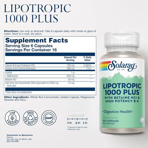 Solaray Lipotropic 1000 بالإضافة إلى كبسولات فيتامين 100 عدد in Kuwait