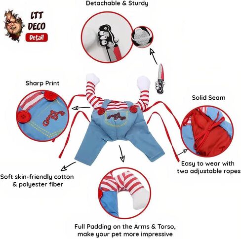 زي تنكري للهالوين للحيوانات الاليفة والكلاب والقطط والدمى المميتة تشاكي من ال تي دي اي كو، لطيف ومخيف ومخيف للحيوانات الاليفة in Kuwait