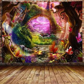 XSISTER مسحور غابة الفطر نبات نسيج حكاية خرافية Trippy Shrooms شجرة الغابة المناظر الطبيعية الجدار شنقا قصيرة أفخم 8060 بوصة غرفة المعيشة غرفة نوم عنبر الطباعة الرقمية ديكور المنزل in Kuwait