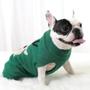 Dog Sweater Pet Christmas Clothes Cartoon Reindeer Dog Knitted Sweater Breathable and Warm Knitwear Warm Pet Sweaters for Dogs Puppy Kitten Cats Holiday Costumes (Green- M) in Kuwait