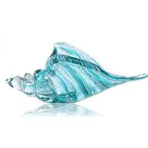 QFkris Hand Blown Glass Conch Seashell Figurine Home Decor Art Glass Sculpture of Conch
