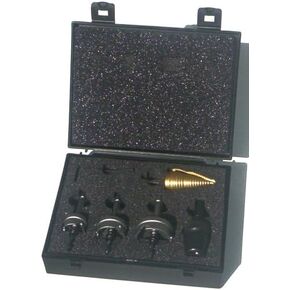مجموعة أدوات كهربائي Champion ELEC-KIT مع قاطعات فتحات مائلة من كربيد التنجستن CT3 - صفائح من الفولاذ المقاوم للصدأ (7/8 بوصة، 1-1/8 بوصة، 1-3/8 بوصة) in Kuwait