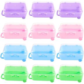 AUEAR, 12 Pack Mini Suitcase Boxes Plastic Candy Box Small Reception Gift Box Travel Case for Wedding Party Decoration (White)