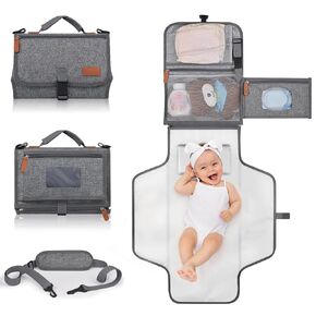Portable Diaper Changing Pad for Newborns! Shoulder Strap, Waterproof Design, Smart Wipes Pocket, and Changing Mat - The Perfect Travel Changing Kit for Busy Parents and an Ideal Baby Shower Gifts in Saudi Arabia