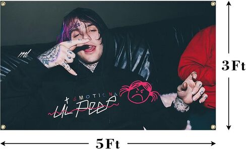 GLoGi Rap Singer Music Poster Lil Singer Peep Tapestry 3X5 Feet Home Decoration Tapestry Bedroom, Living Room, University Dormitory Decoration Available for Indoor and Outdoor Use in Saudi Arabia