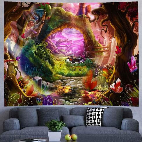 XSISTER مسحور غابة الفطر نبات نسيج حكاية خرافية Trippy Shrooms شجرة الغابة المناظر الطبيعية الجدار شنقا قصيرة أفخم 8060 بوصة غرفة المعيشة غرفة نوم عنبر الطباعة الرقمية ديكور المنزل in Kuwait