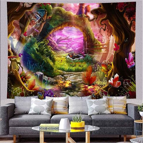 XSISTER مسحور غابة الفطر نبات نسيج حكاية خرافية Trippy Shrooms شجرة الغابة المناظر الطبيعية الجدار شنقا قصيرة أفخم 8060 بوصة غرفة المعيشة غرفة نوم عنبر الطباعة الرقمية ديكور المنزل in Kuwait