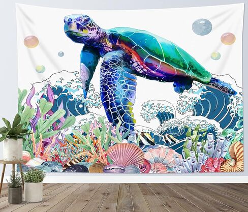 LB Underwater Life Ocean Tapestry Tropical Colorful Fish and Coral Plant Wall Tapestry for Bedroom Aesthetic Nature Wall Hanging Tapestry Wall Art for Living Room Home Decor, 51L x 59W Inches in Kuwait