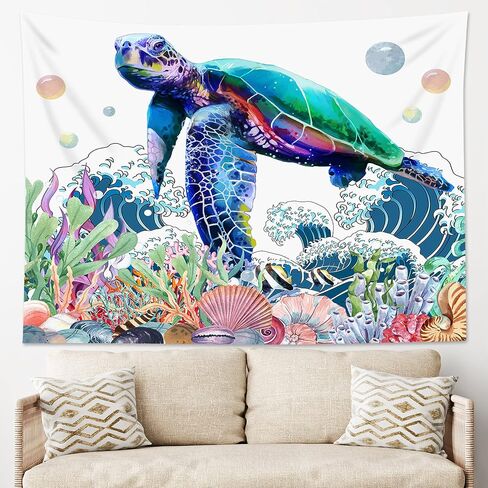 LB Underwater Life Ocean Tapestry Tropical Colorful Fish and Coral Plant Wall Tapestry for Bedroom Aesthetic Nature Wall Hanging Tapestry Wall Art for Living Room Home Decor, 51L x 59W Inches in Kuwait