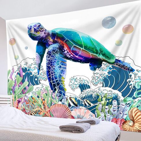 LB Underwater Life Ocean Tapestry Tropical Colorful Fish and Coral Plant Wall Tapestry for Bedroom Aesthetic Nature Wall Hanging Tapestry Wall Art for Living Room Home Decor, 51L x 59W Inches in Kuwait