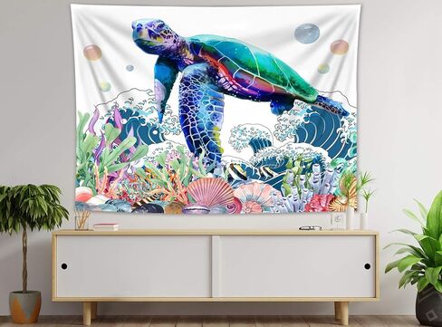LB Underwater Life Ocean Tapestry Tropical Colorful Fish and Coral Plant Wall Tapestry for Bedroom Aesthetic Nature Wall Hanging Tapestry Wall Art for Living Room Home Decor, 51L x 59W Inches in Kuwait