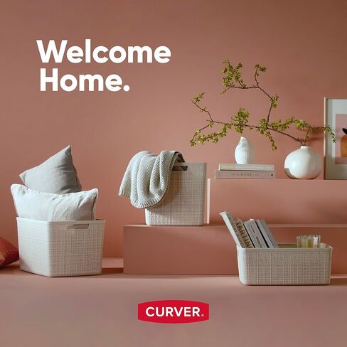 مجموعة كيرفر مكونة من 6 سلال تنظيم وتخزين بلاستيكية متوسطة الحجم من الجوت، صناديق مثالية للمكتب المنزلي، وأرفف الخزانة، ومخزن المطبخ وجميع مستلزمات غرفة النوم، باللون الأسود in Kuwait