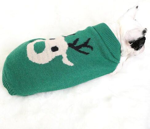 الكلب سترة الحيوانات الأليفة ملابس عيد الميلاد الكرتون الرنة الكلب محبوك سترة تنفس ودافئة تريكو الدافئة الحيوانات الأليفة للكلاب جرو هريرة القطط عطلة الأزياء (الأخضر - M) in Kuwait