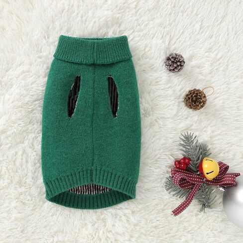 الكلب سترة الحيوانات الأليفة ملابس عيد الميلاد الكرتون الرنة الكلب محبوك سترة تنفس ودافئة تريكو الدافئة الحيوانات الأليفة للكلاب جرو هريرة القطط عطلة الأزياء (الأخضر - M) in Kuwait