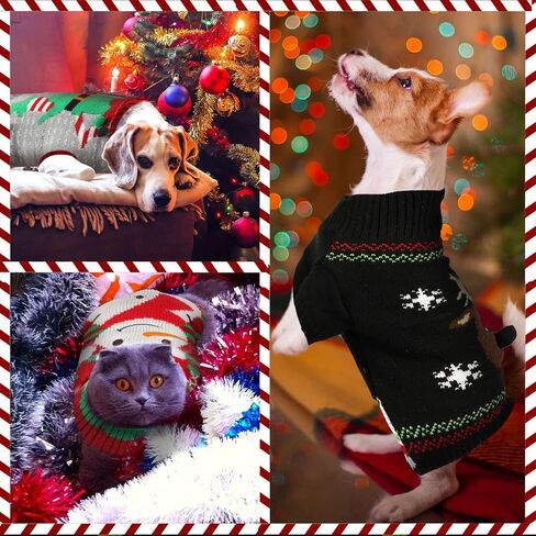 4 Pieces Christmas Dog Sweaters Dog Holiday Sweaters Puppy Snow Elk Reindeer Snowman Elf Sweaters Winter Knitwear Warm Clothes Funny Party Cosplay Dress for Small to Medium Dog Puppy Cats (Medium) in Saudi Arabia