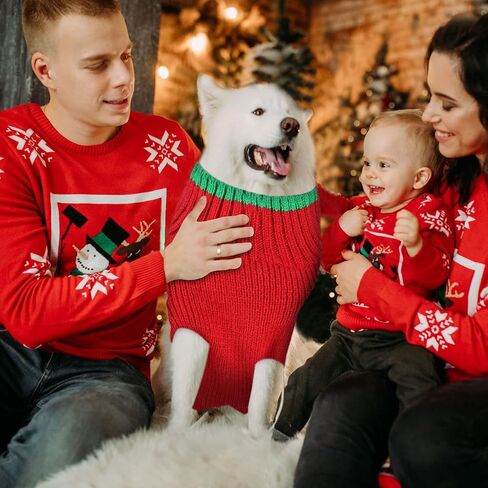 4 Pieces Christmas Dog Sweaters Dog Holiday Sweaters Puppy Snow Elk Reindeer Snowman Elf Sweaters Winter Knitwear Warm Clothes Funny Party Cosplay Dress for Small to Medium Dog Puppy Cats (Medium) in Saudi Arabia