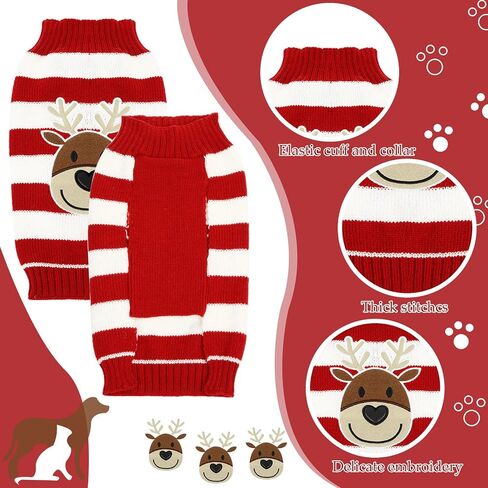 4 Pieces Christmas Dog Sweaters Dog Holiday Sweaters Puppy Snow Elk Reindeer Snowman Elf Sweaters Winter Knitwear Warm Clothes Funny Party Cosplay Dress for Small to Medium Dog Puppy Cats (Medium) in Saudi Arabia