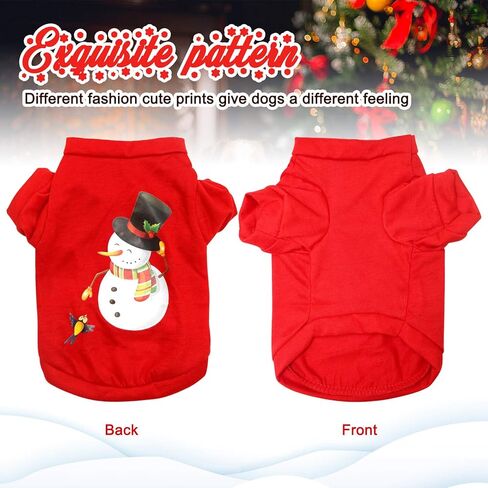 HYLYUN 2 Pieces Dog Christmas Clothes - Small Dog Christmas Shirt Puppy Pet Santa & Snowman Costume for Small Dogs and Cats XS in Kuwait