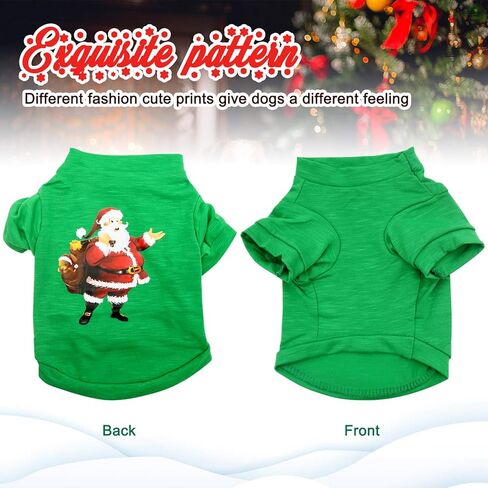 HYLYUN 2 Pieces Dog Christmas Clothes - Small Dog Christmas Shirt Puppy Pet Santa & Snowman Costume for Small Dogs and Cats XS in Kuwait