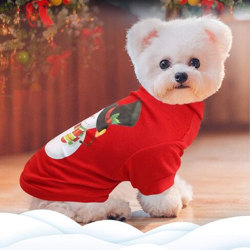 HYLYUN 2 Pieces Dog Christmas Clothes - Small Dog Christmas Shirt Puppy Pet Santa & Snowman Costume for Small Dogs and Cats XS in Kuwait