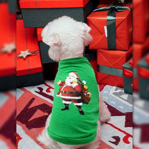 HYLYUN 2 Pieces Dog Christmas Clothes - Small Dog Christmas Shirt Puppy Pet Santa & Snowman Costume for Small Dogs and Cats XS in Kuwait