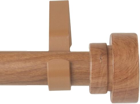 Rod Desyne 1" Bonnet Faux Wood Single Curtain Rod, 120-170 inch, Chestnut in Saudi Arabia