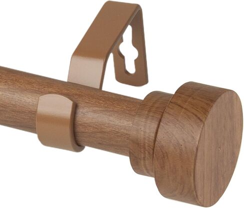 Rod Desyne 1" Bonnet Faux Wood Single Curtain Rod, 120-170 inch, Chestnut in Saudi Arabia