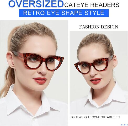 MARE AZZURO Retro Cat Eye Reading Glasses Women Large Frame Readers 1.0 1.25 1.5 1.75 2.0 2.25 2.5 2.75 3.0 3.5 4.0 5.0 6.0 in Saudi Arabia