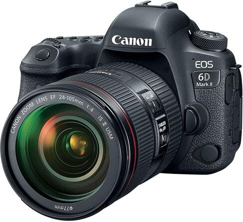 كاميرا Canon EOS 6D Mark II DSLR مع عدسة f/4L II مقاس 24-105 مم (1897C009) + عدسة Canon EF مقاس 50 مم + بطاقة ذاكرة سعة 64 جيجابايت + طقم مرشح الألوان + حافظة + برنامج Corel للصور + 2 بطارية LPE6 + المزيد (متجددة) in Saudi Arabia